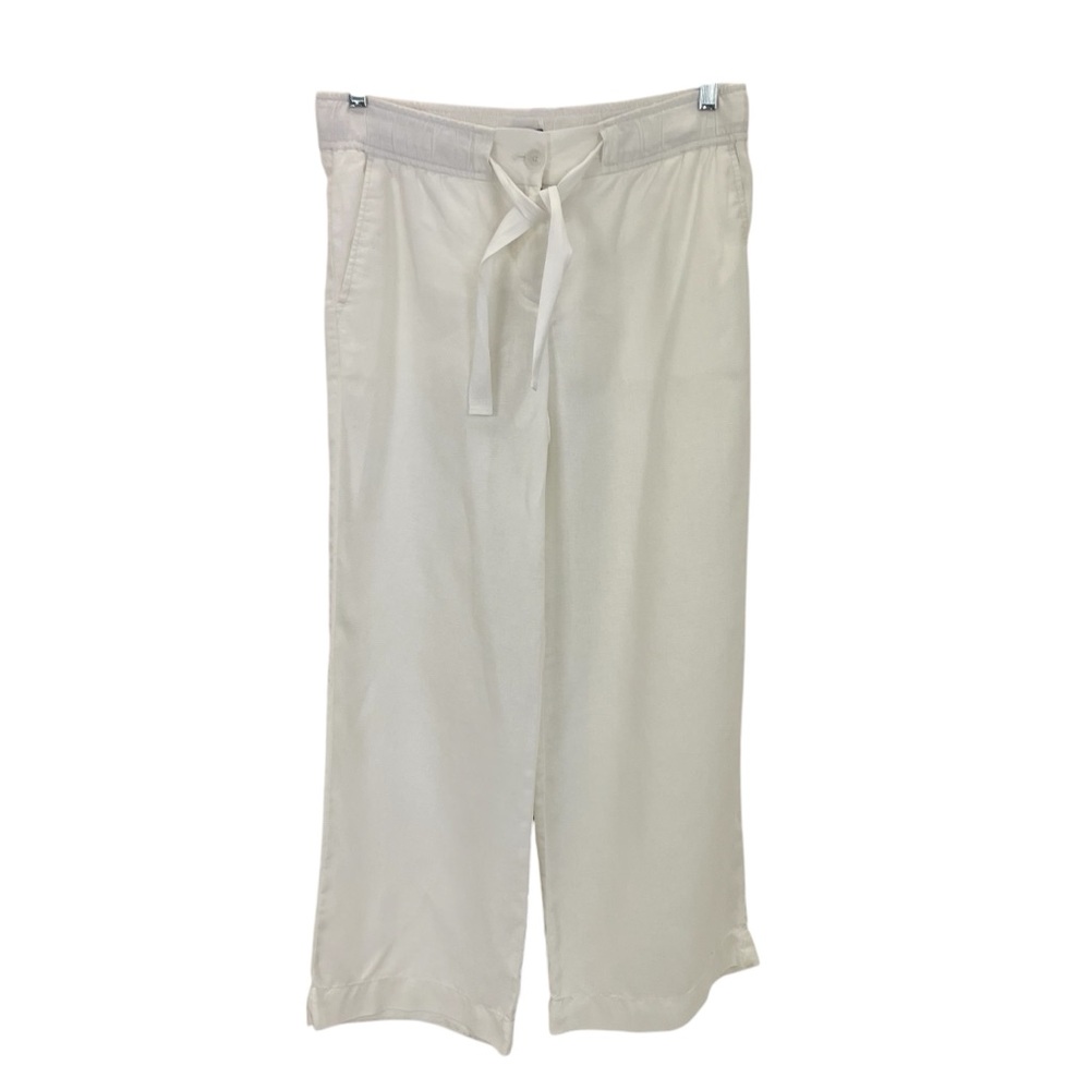 Ann Taylor Cream Wide-Leg Drawstring Pants